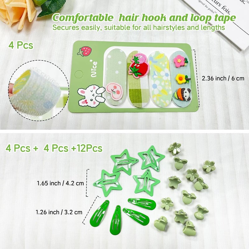 Cherocito 400 Pcs Baby Girls Hair Accessories Set,Baby Girls Hair Ties,Flower Bows Rubber Bands,Hair-friendly Hair Clip,Soft Elastic Hair Bands,Claw Clip(Green) - Image 4